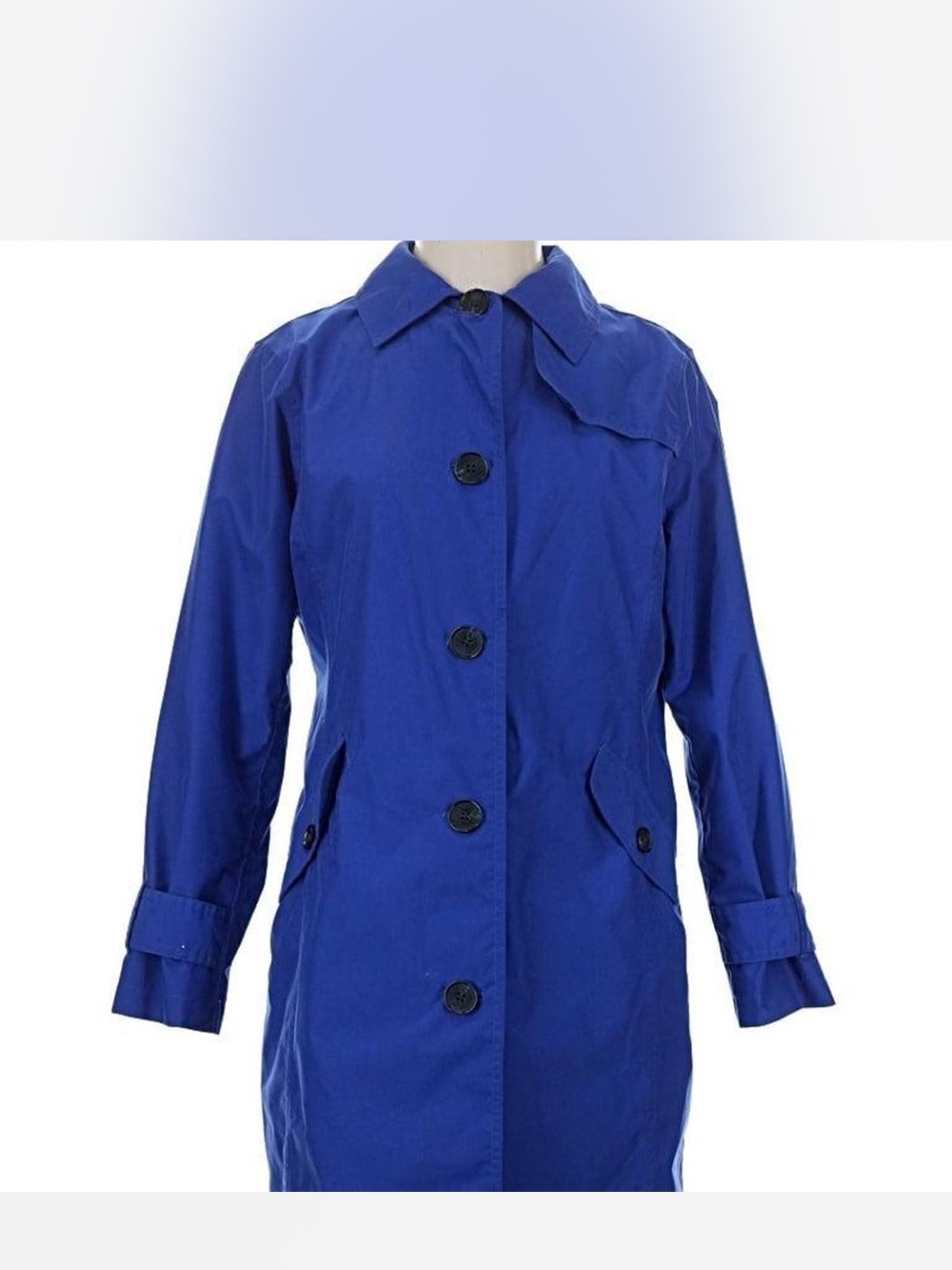 LandsWomen’s Royal Blue Button-Front Trench Coat